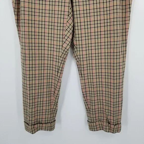 Gently worn- J. Jill Camel Plaid Women's Multicolor Pants Size 20W - Picture 5 of 10